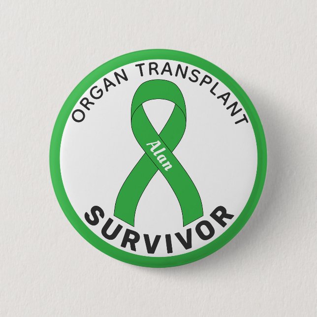 Organ Transplant Survivor Ribbon White Button (Vorderseite)