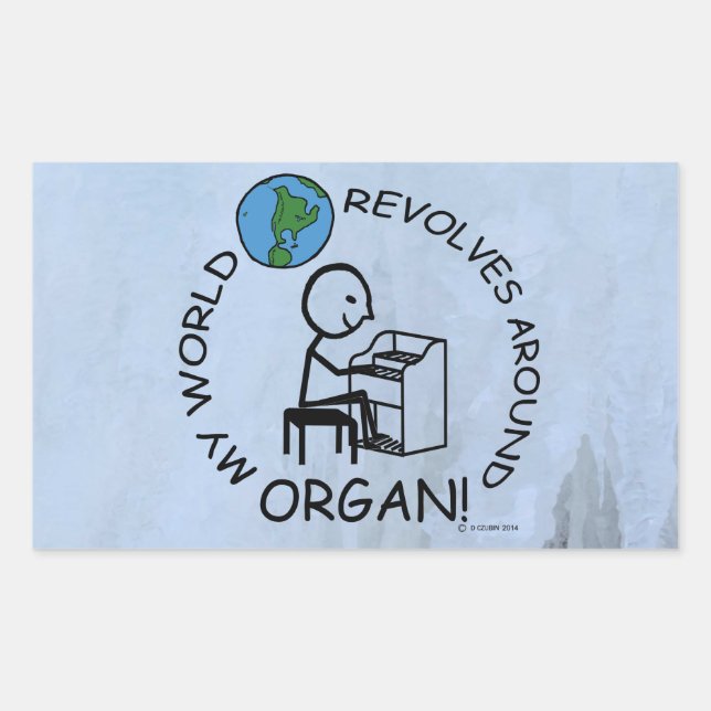 Organ - Welt dreht sich um rechteckige Aufkleber (Vorderseite)