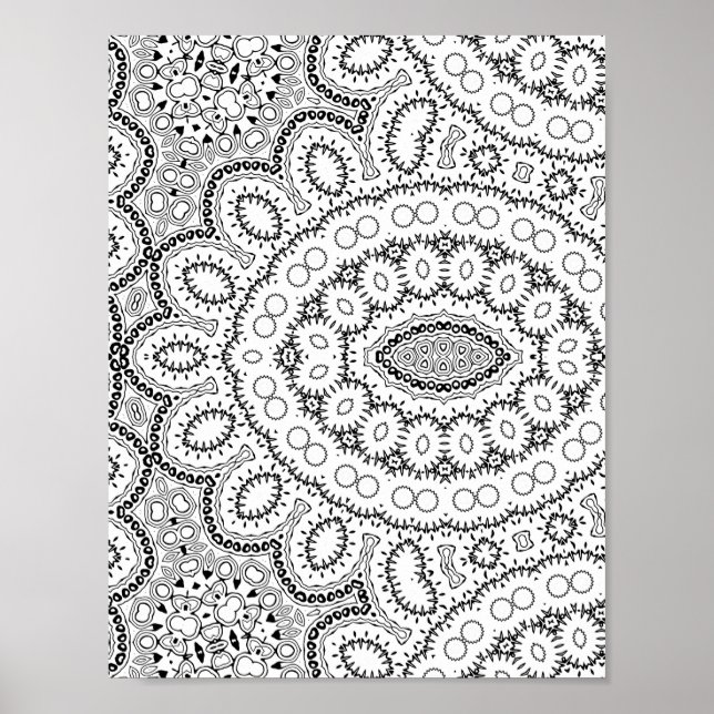 Organic Clustered Pattern Intricate Coloring Page Poster (Vorne)