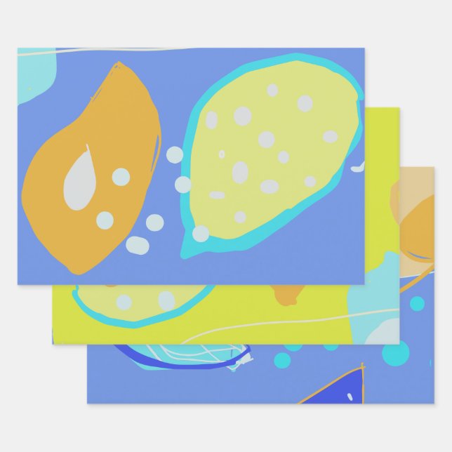 Organic design Wrapping Paper Flat Sheet Set of 3 Geschenkpapier Set (Set)