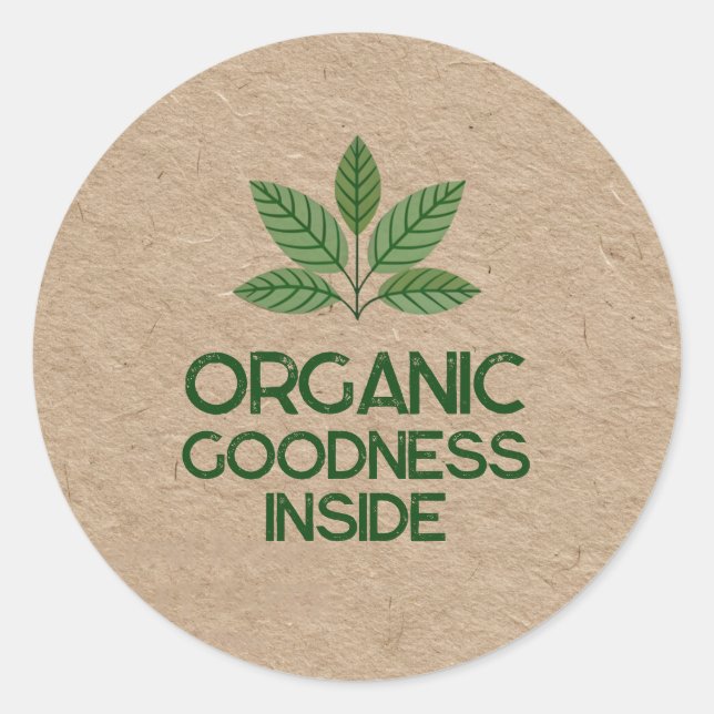 Organic Goodness Inside | Rustic Kraft Look Runder Aufkleber (Vorderseite)