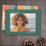 Organic Line Abstract Art - 1 Photo Jade Coral Feiertagskarte<br><div class="desc">An organic abstract line art with green and coral colors. The modern design highlights your favorite photo for the Christmas season. The front also includes a calligraphy font for the greeting and a simple abstract art pattern on the back. If you need to move anything around, click on the customize...</div>