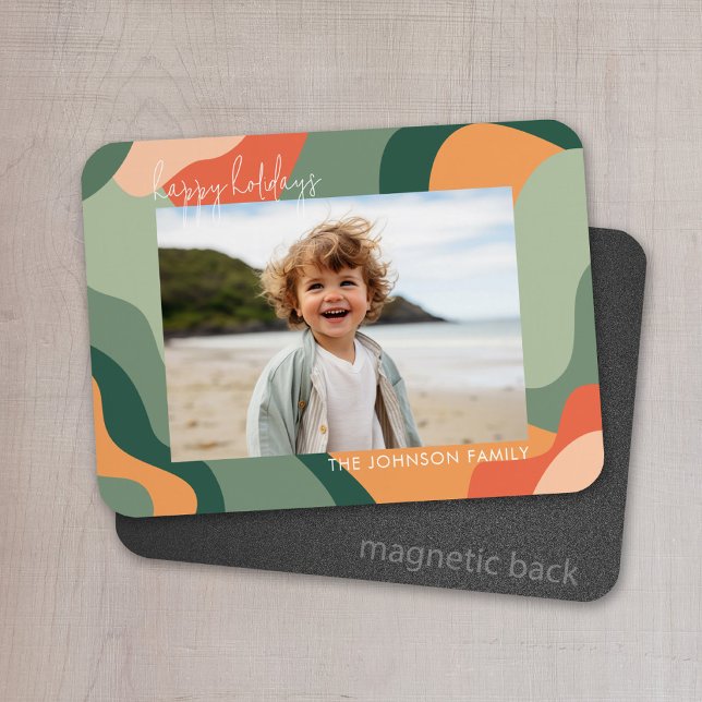 Organic Line Abstract Art - 1 Photo Jade Coral Magnet (Personalized magnet with organic curves)
