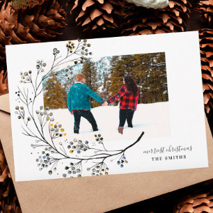 Organic Natural Merriest Christmas Photo Card Feiertagskarte