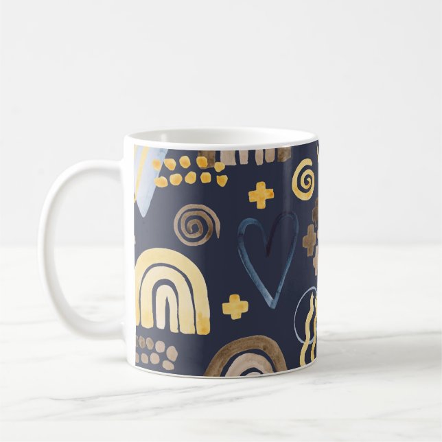 Organic shapes naive pattern with rainbow, heart.  kaffeetasse (Links)