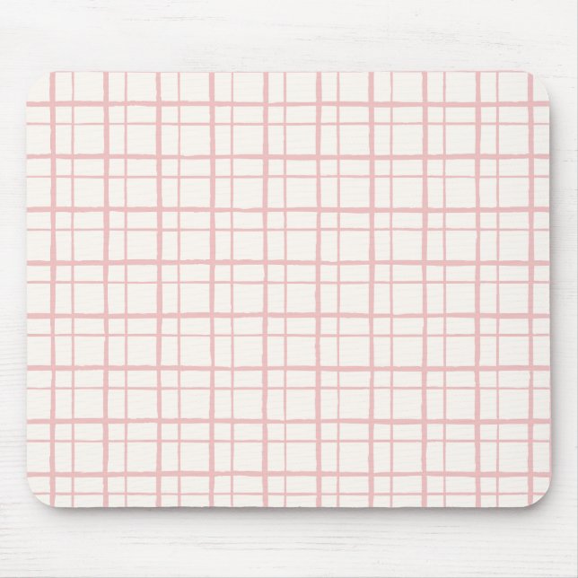 Organic Wobbly Check Grid Pattern Ballet Pink Mousepad (Vorne)