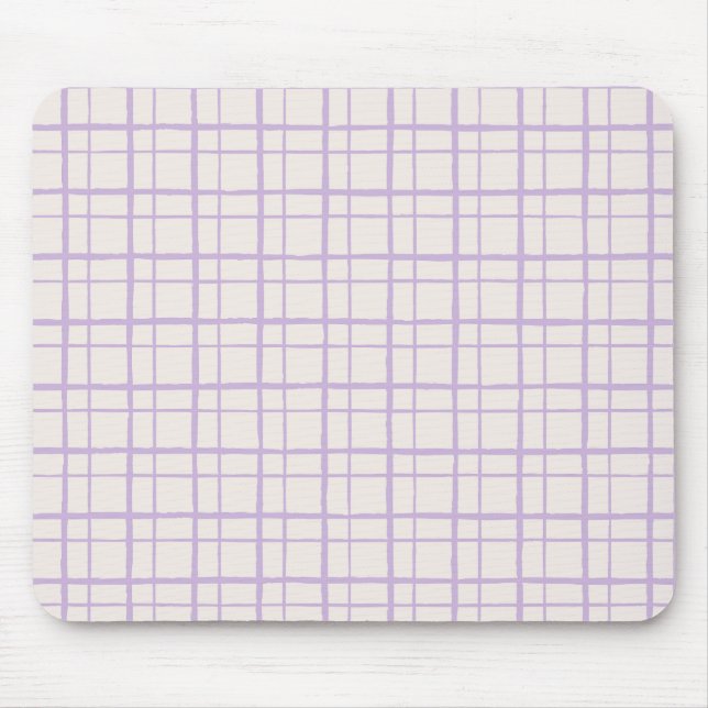 Organic Wobbly Check Grid Pattern Dusty Lilac Mousepad (Vorne)
