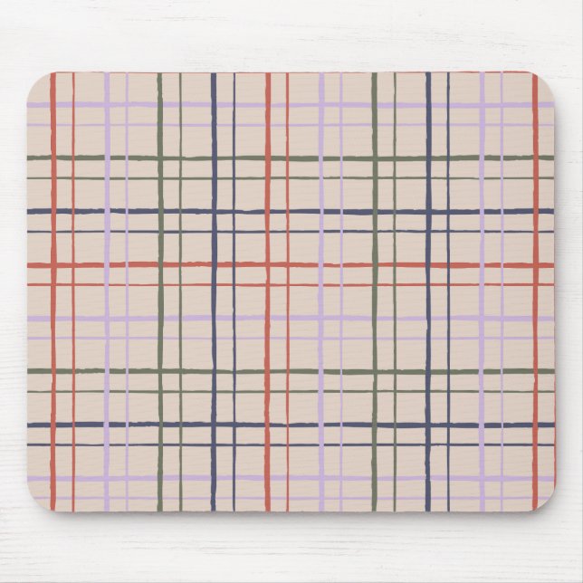 Organic Wobbly Check Grid Pattern Modern Love Mousepad (Vorne)