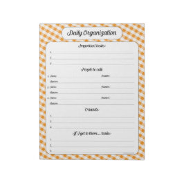 Organisation täglich - Orange Gingham Notepad Notizblock