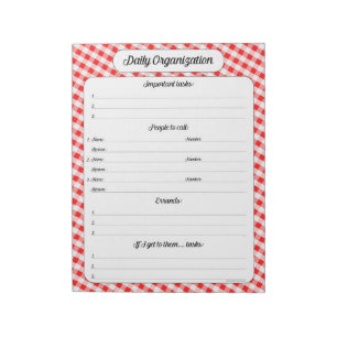 Organisation täglich - Red Gingham Notepad Notizblock