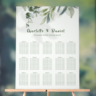 Organisch-modernes botanisches Hochzeits-Sitzplan- Acrylschild