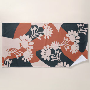 Organische Formen Warme Töne Boho-Blumenmuster Strandtuch