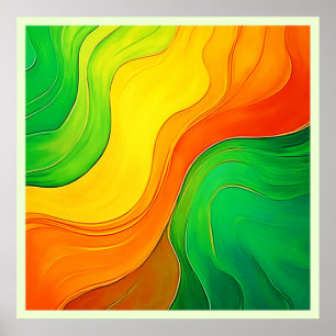 Organische gelb-grüne Wellenkunst Poster