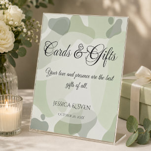 Organische Grüntöne Geometrische Hochzeitskarten G Sockelschild