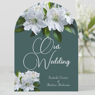 Organische Hochzeitsazaleen Weiß Grau Grün Floral Einladung