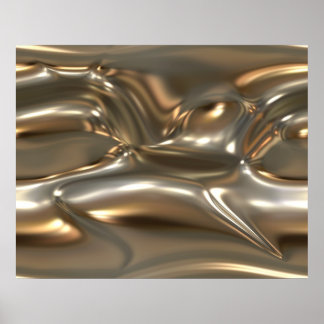 Organische Kunst geschmolzenes Metallblech Gold un Poster