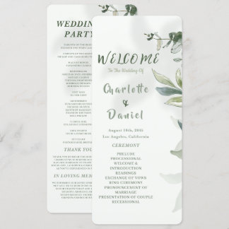 Organische moderne botanische Hochzeitsprogrammkar Programm