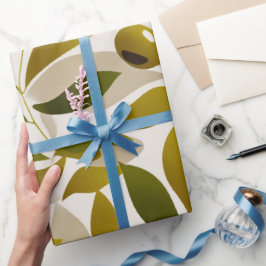 Organische Natur Grüne Olive Beige Abstrakte Muste Geschenkpapier