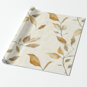 Organisches botanisches Blatt und Zweig Erdig Brau Geschenkpapier