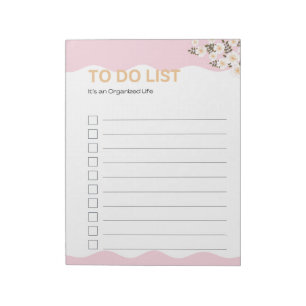 Organisierter Lebens-To-Do-Liste Rosa Planerseite Notizblock