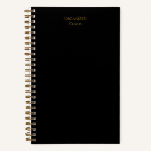 Organisiertes Chaos Black & Gold Spiral Notebook Notizbuch