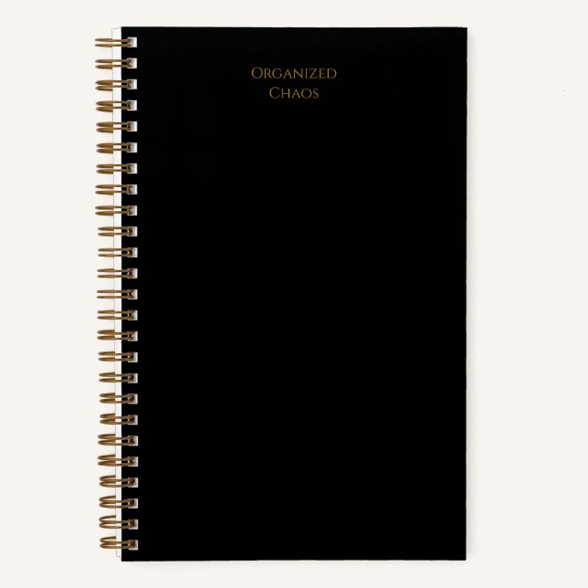 Organisiertes Chaos | Black & Gold Spiral Notebook Notizbuch (Vorderseite)