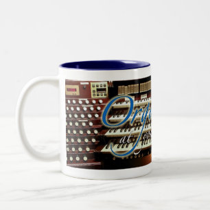 Organist an Ihrer Service-Tasse - blaue Buchstaben Zweifarbige Tasse