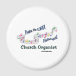 Organist Magnet<br><div class="desc">Farbige Noten und Mitarbeiter mit Sing zum Herrn und Hallelujah Design für Church Organist!</div>