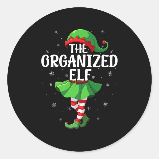Organized Elf Christmas Girls Women Elf Squad Xmas Runder Aufkleber (Vorderseite)