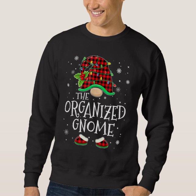 Organized Gnome Red Plaid Matching Family Christma Sweatshirt (Vorderseite)
