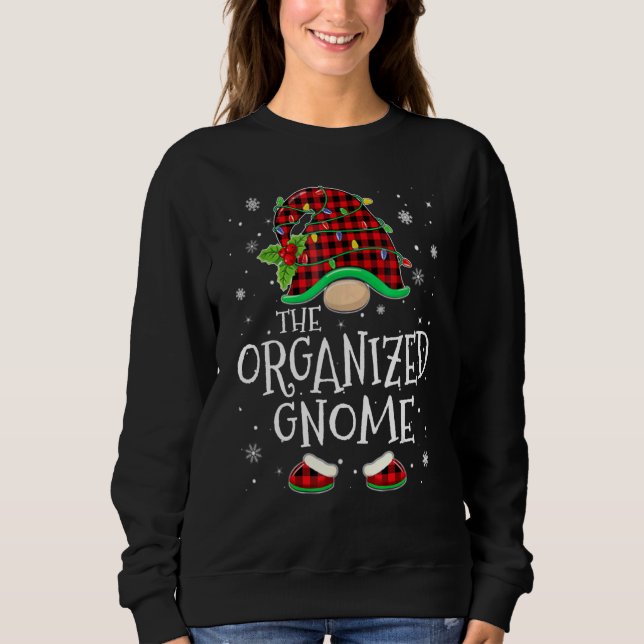 Organized Gnome Red Plaid Matching Family Christma Sweatshirt (Vorderseite)