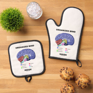 Organized Mind Inside Anatomical Brain Humor Ofenhandschuh & Topflappen-Set