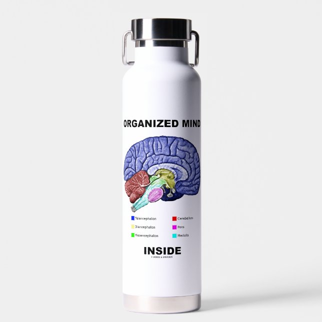 Organized Mind Inside Anatomical Brain Humor Trinkflasche (Vorne)