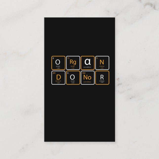 Organspende Niere Spender Medizinische Gesundheit Visitenkarte (Vorderseite)