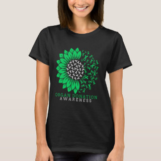 Organspenden-Bewusstsein Sonnenblumenband Grün T-Shirt