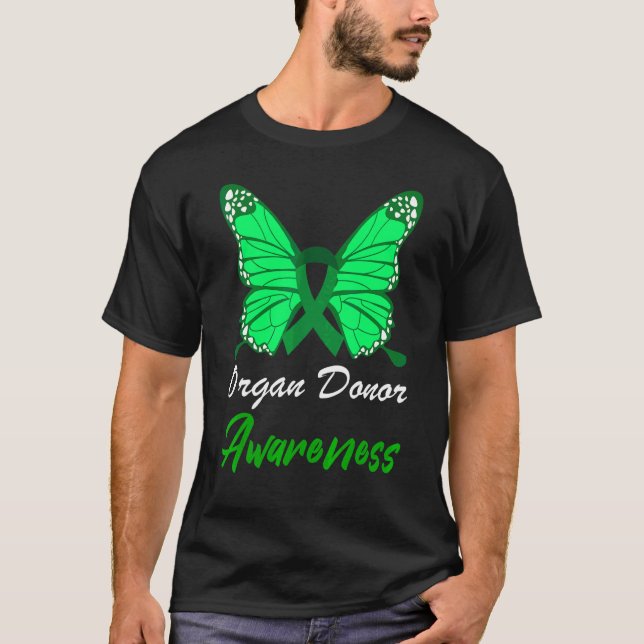 Organspender Sensibilisierung Schmetterling Grüne  T-Shirt (Vorderseite)