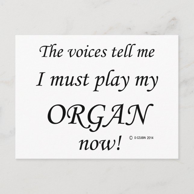 Organstimmen müssen spielen postkarte (Vorderseite)