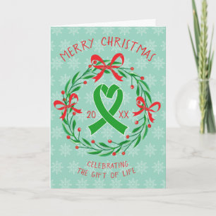 Organtransplantat-Weihnachten Grüne Schleife Gefal Feiertagskarte