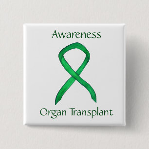 Organtransplantation Green Awareness Ribbon Custom Button