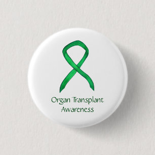 Organtransplantation Green Awareness Ribbon Custom Button