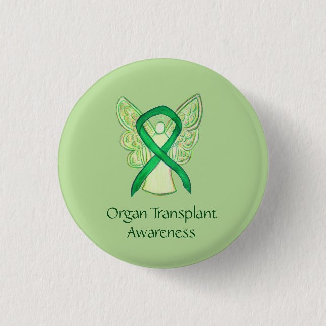 Organtransplantation Grünes Bewusstsein Ribbon Ang Button (Vorderseite)
