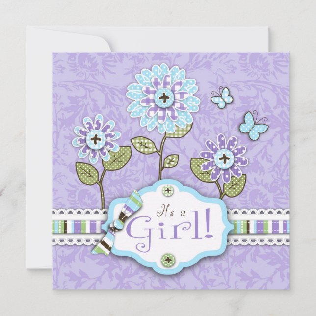 Organza Blume Einladung Platz Lav (Vorderseite)