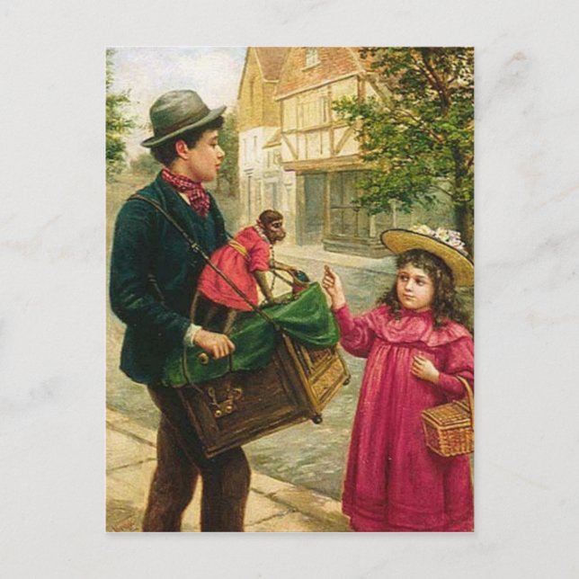 Orgel-Grinder Postkarte (Vorderseite)