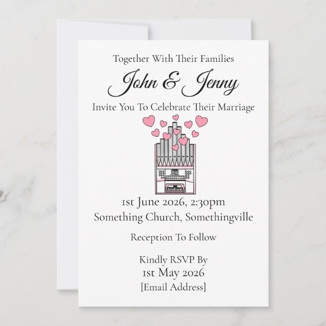 Orgelorchester Einladung Organist Musiker (Vorderseite)