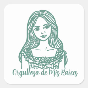Orgullosa de Mis Raíces mexikanische Linie Art Quadratischer Aufkleber