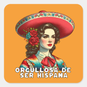 Orgullosa de ser Hispana Hispanic Heritage Spanisc Quadratischer Aufkleber