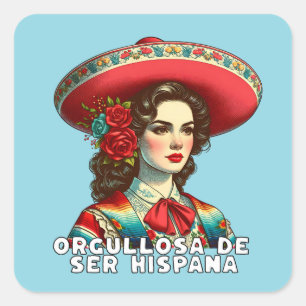 Orgullosa de ser Hispana Hispanic Heritage Spanisc Quadratischer Aufkleber