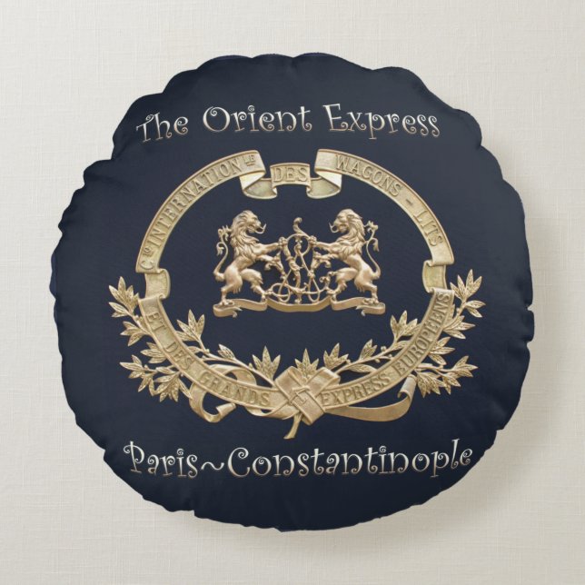 Orient-Express-Bahn-Logo~Paris/Konstantinopel ~  Rundes Kissen (Vorderseite)
