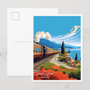 Orient Express Europa Reise Vintage-Illustration Postkarte