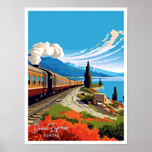 Orient Express Europe Travel Vintage Illustration Poster